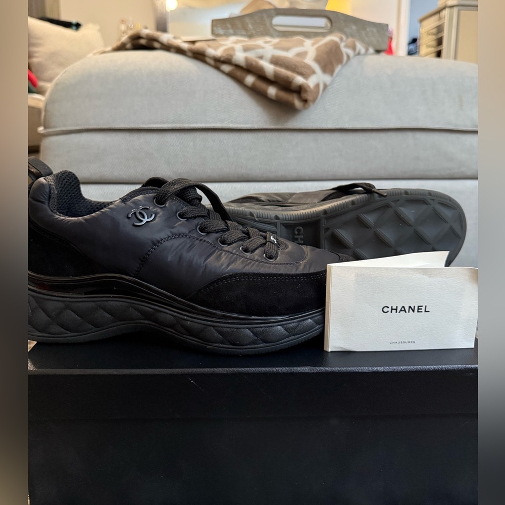 CHANEL Black Quilted Women's Sneakers